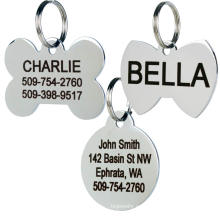 Etiquetas de perro de nombre en blanco personalizados Etiquetas de perros de aluminio metálico Etiqueta de perros en blanco de acero inoxidable de acero inoxidable
